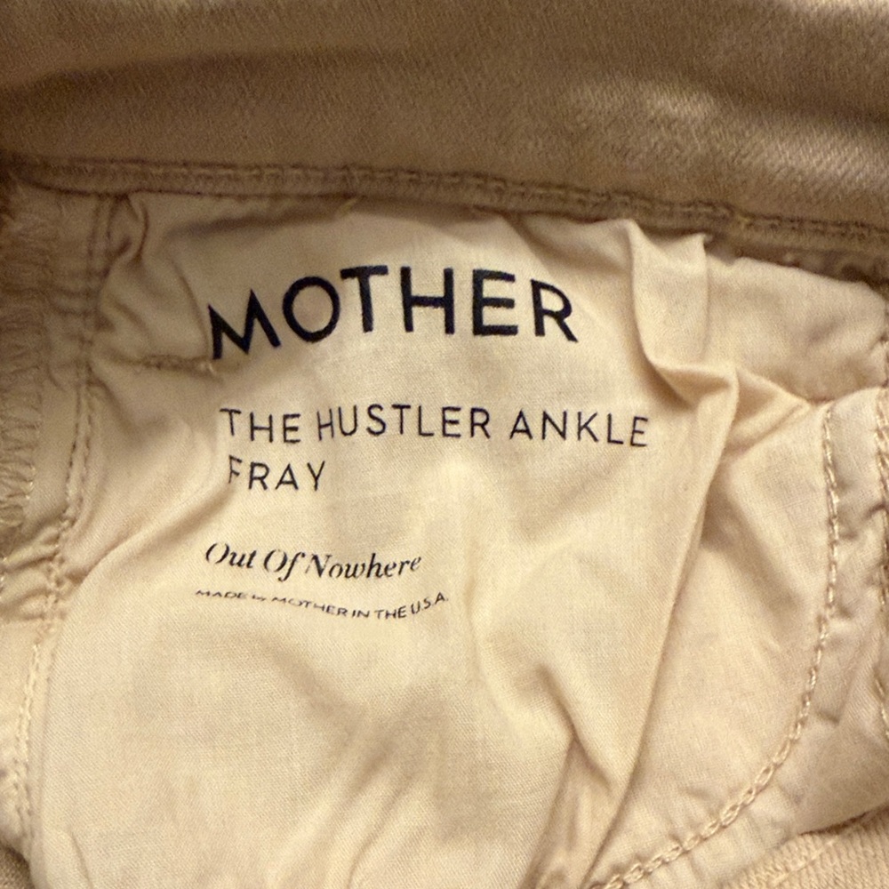 MOTHER dark Cream Ankle Fray Jeans
